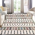 thumbnail image 7 of FairOnly Washable Round Rug 6' x 9' Bobemian Moroccan Printed Rug for Living Room Low-Pile Carpet for Laundry Room, Beige, 7 of 7