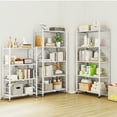 thumbnail image 5 of Fenbeli Storage Shelves,5-Tier Foldable Metal Wire Storage Shelf with Wheels, Heavy Duty Organizer Rack for Garage, Kitchen, Closet, White, 5 of 9