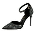 thumbnail image 2 of AUDeals Women's Pointed Toe Heels, Rhinestone Stiletto Pumps with Slingback Comfort for Wedding and Party Wear (Black, 8), 2 of 6