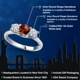thumbnail image 2 of Gem Stone King 14K White Gold Red Garnet & White Moissanite 3-Stone Engagement Ring | 1.01 Cttw | Round 5MM and 4MM | Three Stone Wedding Anniversary Promise Ring for Women (Size 9), 2 of 6