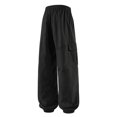 thumbnail image 6 of Men's Camo Cargo Jogger Pants Elastic Waist Drawstring Casual Loose Trousers with Multi Pockets Black S, 6 of 7