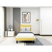 Upholstered Platform Bed,Twin,Yellow