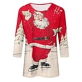 thumbnail image 4 of IROINNID Christmas Shirts for Women Christmas Print 3/4 Sleeve Crewneck Pullover Casual Holiday Blouse Loose Tops,Red, 4 of 4