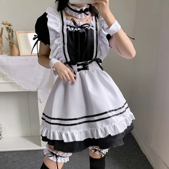 Fankiway Tablier de Lingerie Aguichant pour Femmes Tenue de Soubrette Cosplay Robe Bandage à Nœud Uniforme de Tentation sous-Vêtements Vêtements de Nuit sous-Robe Ensemble Robes Grande Taille pour Femmes aux Formes Robes de Printemps pour Femmes 2623