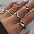 thumbnail image 2 of -Style Bagua Leaf Ring and Flower Chain Joint Ring Set - Unique Fashionable Accessories for, 2 of 8