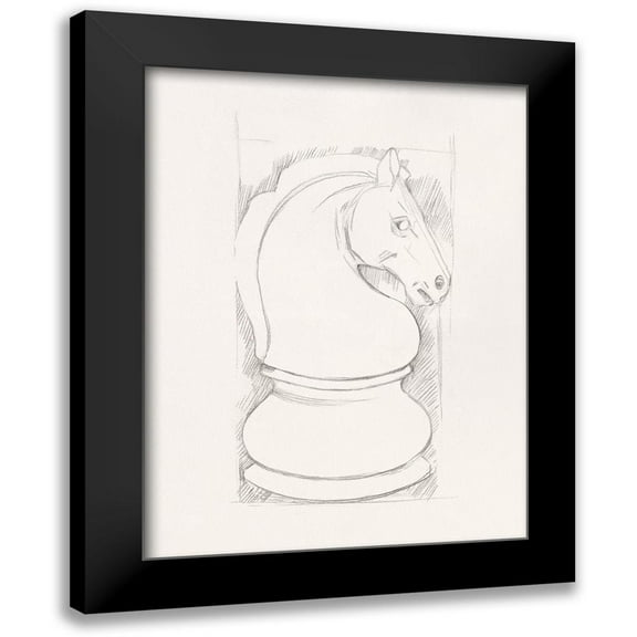 Caroline, Emma 12x14 Black Modern Framed Museum Art Print Titled - Chess Set Sketch III
