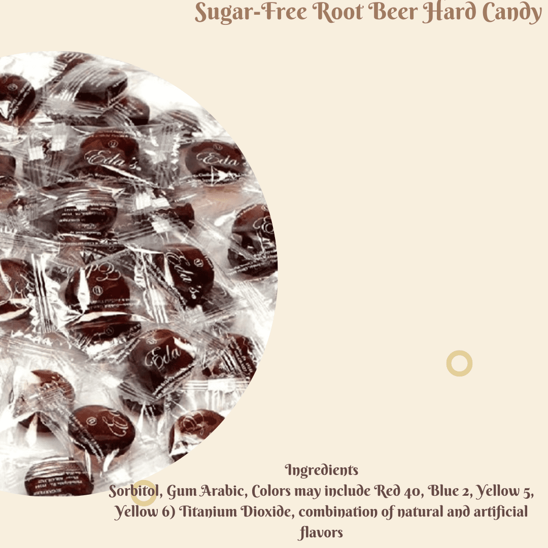 1LB Eda's Sugar Free Root Beer Hard Candy by Nuts To You | Zero Sugar Zero Carbs Fat-Free Candies Bulk in Box | Slightly Different Taste From Sugar Root Beer