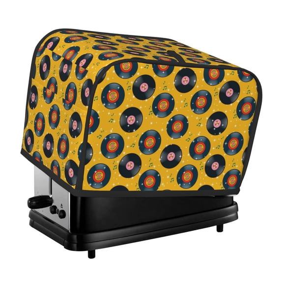 Picia Retro Vinyl Records Print 2 Slice Toaster Cover , Toaster Protector Dustproof Kitchen Appliance Cover, Kitchen Appliance Dustproof Protector