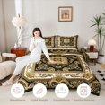 thumbnail image 3 of jejeloiu Rustic Baroque Queen Comforter Set For Men Women,Classic Print Comforter Sets Queen,Gold Black,Black Reversible,3pcs,1 Comforter and 2 Pillowcases, 3 of 7
