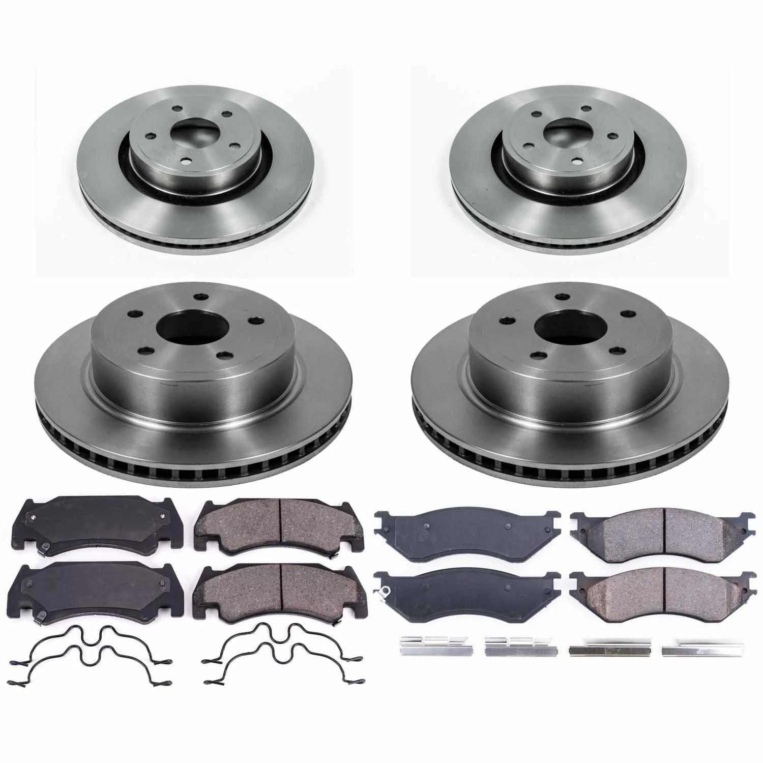 Power Stop Front and Rear Stock Replacement Brake Pad and Rotor Kit KOE4386
