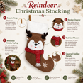 thumbnail image 4 of Desaam Reindeer Christmas Stocking, Red Scarf, Plush Cuff, Mantel Decor, Single, 11.8 Inch, 4 of 8