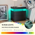 thumbnail image 6 of Bingoday LED Nightstand Black Modern Night Stand With 2 Drawers - Bedside Tables for Bedroom End Tables With Strip Lights, 6 of 14