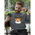 thumbnail image 2 of Jolly Corgi Reindeer Antlers Sweatshirt Men -Image by Shutterstock, Male Small, 2 of 4