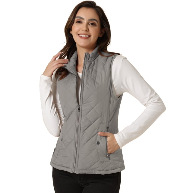 Día de San Patricio Chaleco Acolchado Ligero Con Cremallera Y Cuello Alto Para Mujer Gris XS