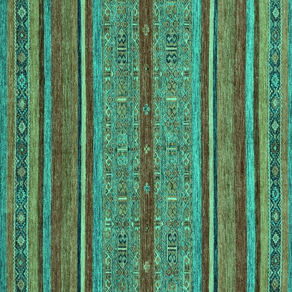 Ahgly Company Indoor Square Abstract Turquoise Blue Modern Area Rugs, 4' Square