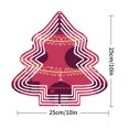 thumbnail image 7 of Stylish Metal Hanging Christmas Tree Wind Spinner - Concentric White Lines with Festive Red & Purple Ornaments for Garden Decor, 7 of 7