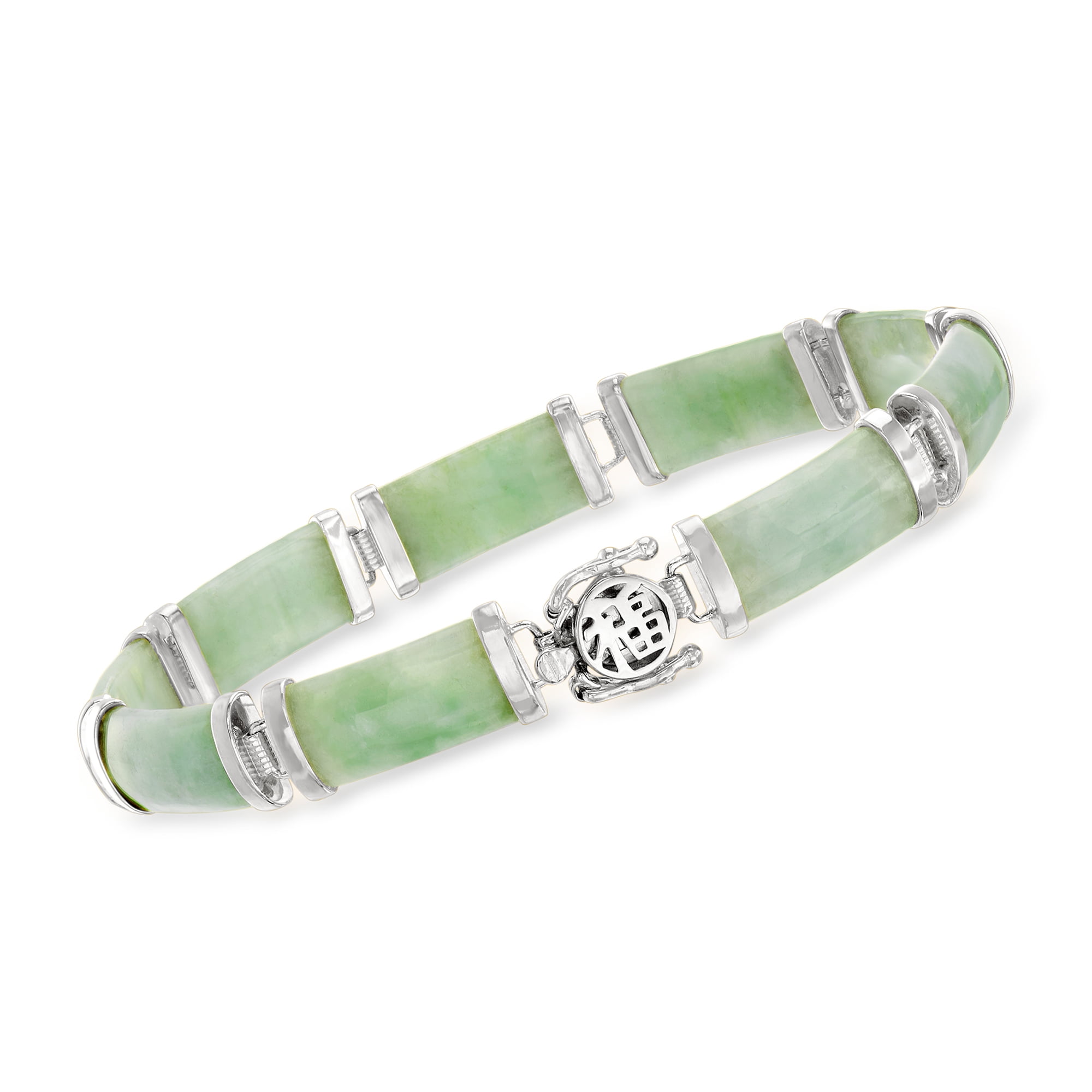 925 Sterling Silver white mountain Jade stacking Summer Bracelets with rose 