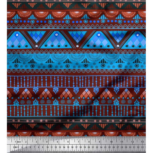 Soimoi Modal Satin Fabric Geometric & Semi Mandala Decorative Decor Fabric Printed Yard 42 Inch Wide