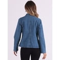 thumbnail image 3 of DARING DIVA Women's Denim Blazer Open Front Casual Stand Collar Jeans Jacket S Blue, 3 of 6