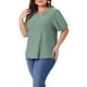 thumbnail image 4 of Blusas de Verano para Mujeres de Talla Grande Agnes Orinda con Cuello en V y Mangas Cortas 2X Verde, 4 of 6