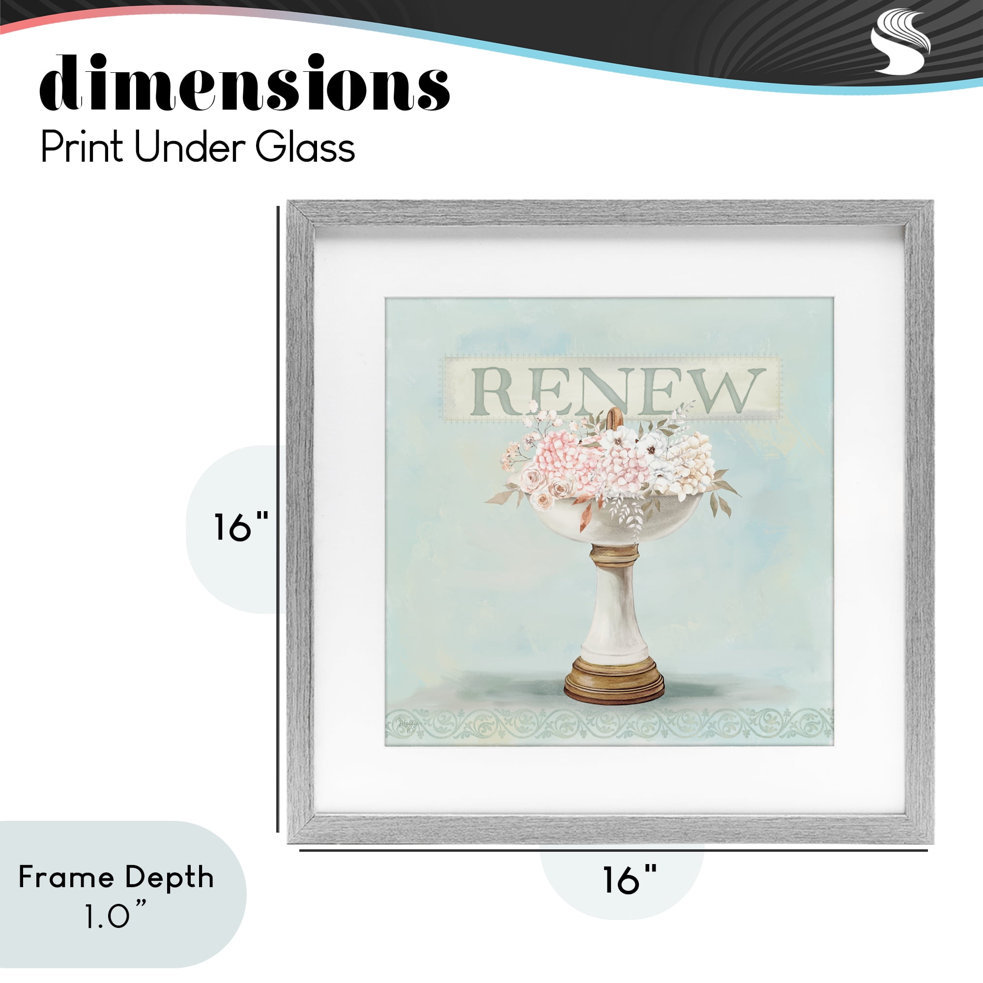 Stupell Industries Renew Floral Sink Gray Framed Print Under Glass, design by Mollie B.