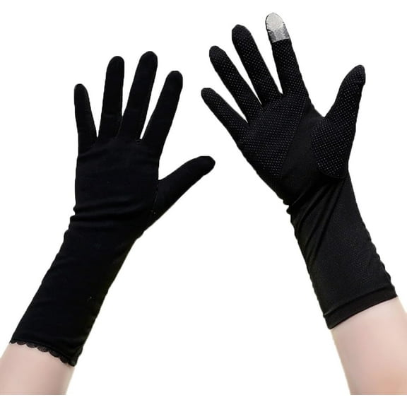 Jtbuh XLY Summer Cotton Sunblock Gloves Women Driving UV Protection Glove Non-slip Sunscreen Gloves