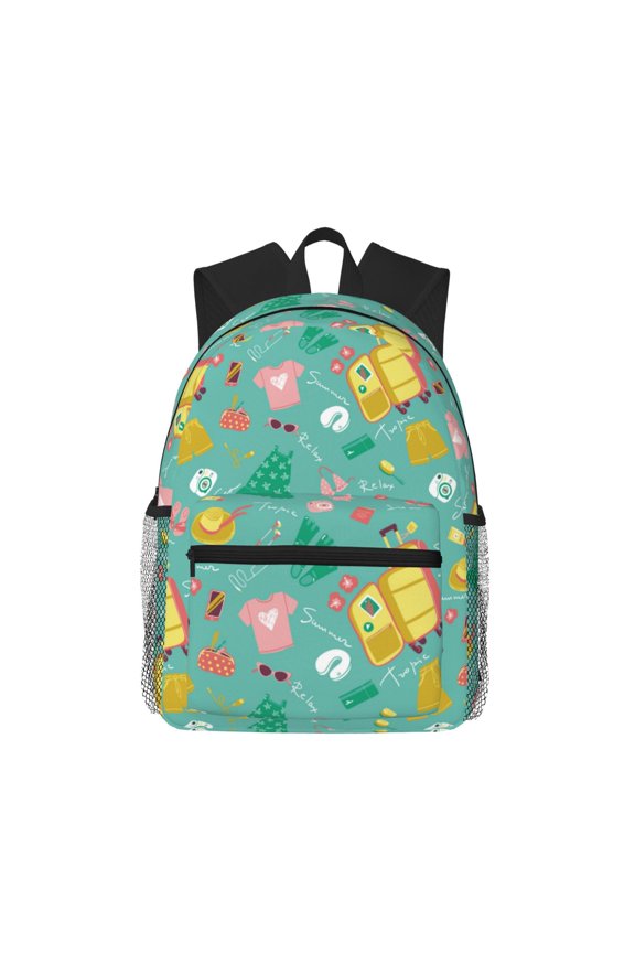 Happy Summer Large Capacity Backpack Classic Style Backpack Casual Backpack Water-Resistant School Work Travel Outdoor Backpack
