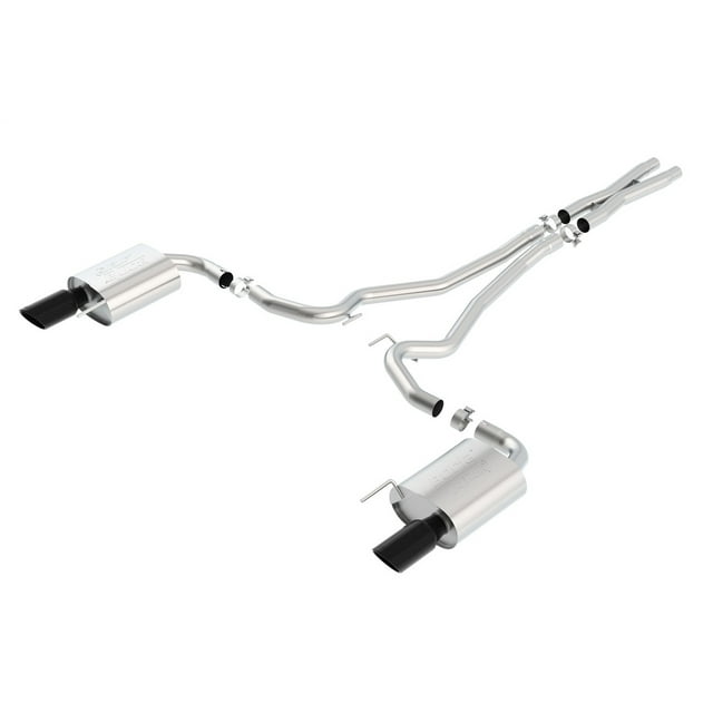 Borla Exhaust System Kit 140591BC ATAK Series Cat Back System; T-304 Stainless Steel; With Mufflers; 2-1/2 Inch Pipe Diameter; Dual Exhaust With Dual Exit; Dual Split Rear Exit
