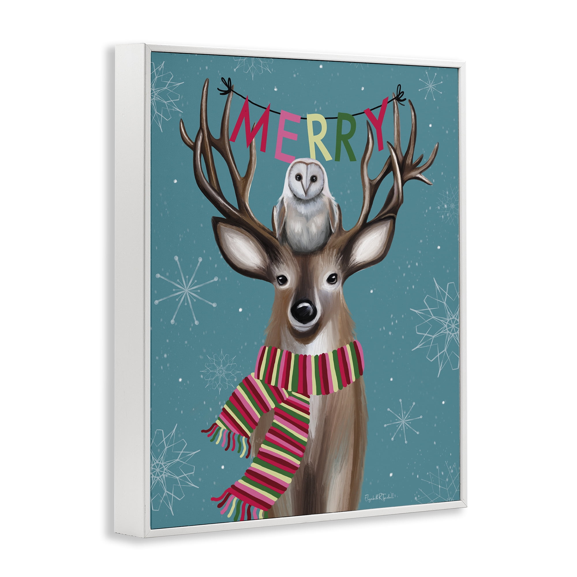Stupell Industries Woodland Merry Creatures Holiday Painting White Framed Art Print Wall Art, 16 x 20