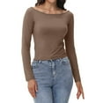 thumbnail image 2 of Kureaily Womens Off The Shoulder Tops Long Sleeve Basic T Shirts Going Out Cute Fall Women's Loose T-Shirt, 2 of 6