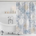 thumbnail image 4 of Blue Beige Floral Waterproof Fabric Shower Curtain,Vintage Smear Abstract Art Waterproof Fabric Shower Curtain for Bathroom Curtains Bathtubs Hotel Washable Shower Curtains with 12 Hooks Long 72x78in, 4 of 8