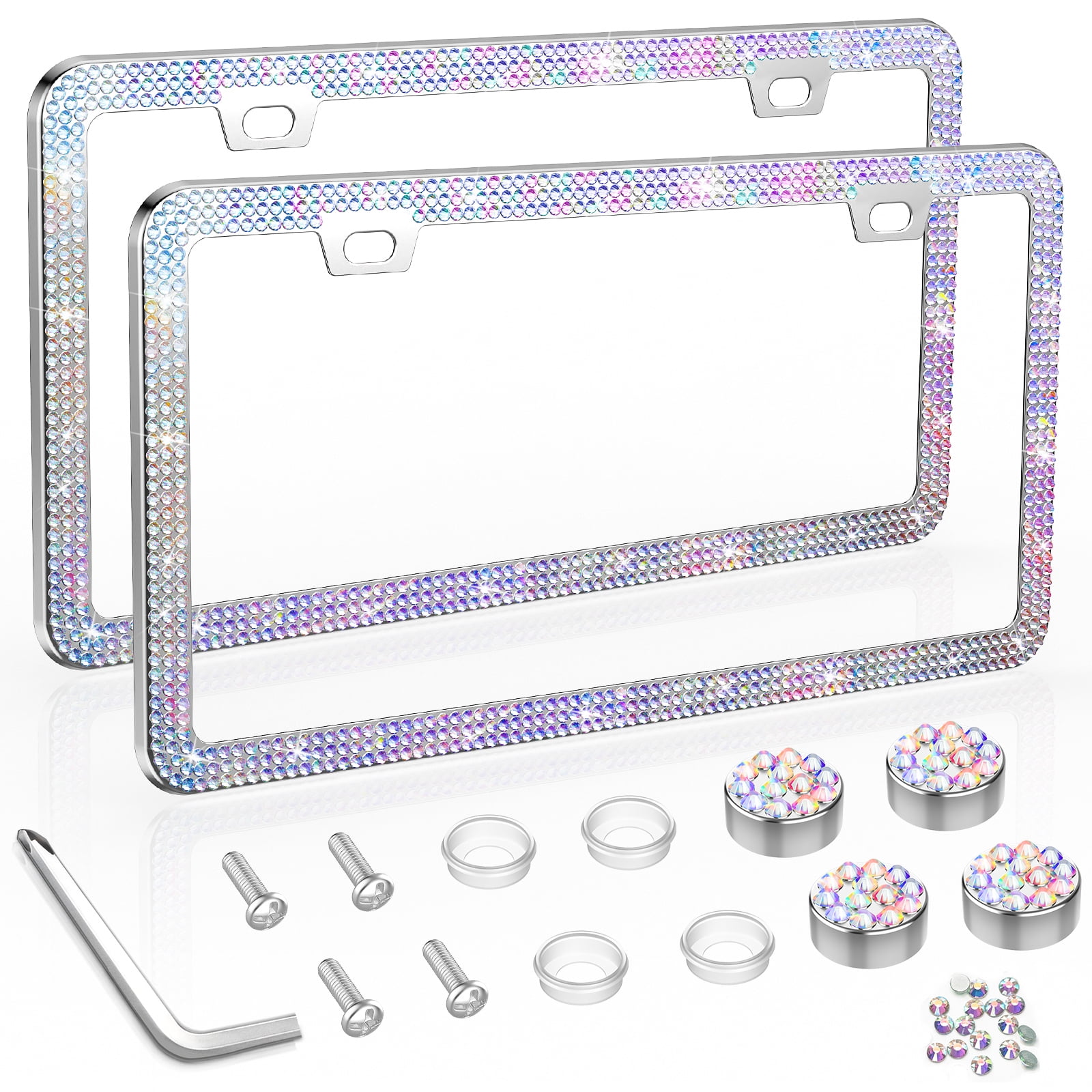SHARE&CARE Bling License Plate Frame, Crystal License Plate Cover, Car