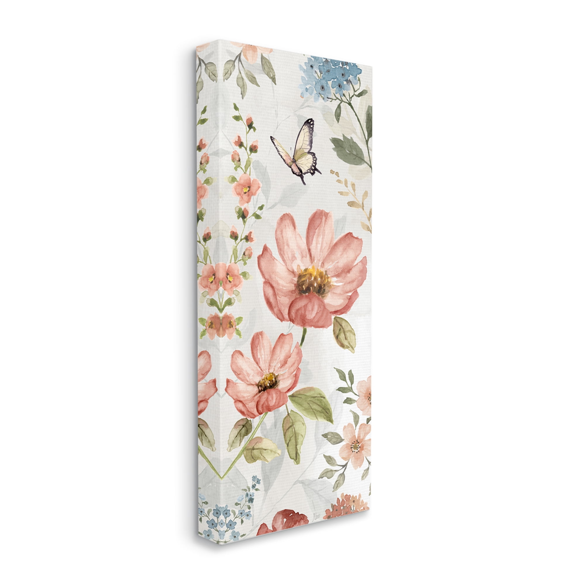 Stupell Industries Garden Blossoms Pattern Botanical & Floral Painting Gallery Wrapped Canvas Art Print Wall Art, 17 x 40