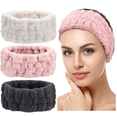 thumbnail image 1 of Diadema facial de spa de 3 piezas para maquillaje y lavado de cara Mujeres Spa Yoga Deporte Ducha Diadema de cara Elástica Envoltura para la cabeza para niñas y mujeres (rosa, blanco lechoso, gris oscuro) Vhermosa BST3023674, 1 of 7