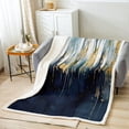 thumbnail image 2 of Navy Blue Blanket Graffiti Ombre Throw Blanket for Bed, Brush Strokes Oil Painting Fleece Blanket Modern Contemporary Sherpa Blanket, Chic Vintage Abstract Gradient Fuzzy Blanket, 2 of 4