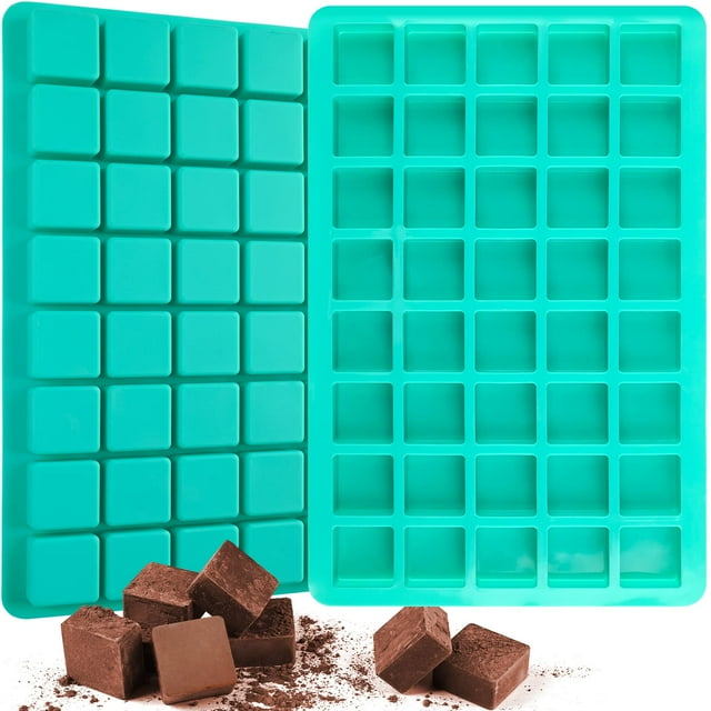 Paquete de 2 moldes cuadrados de caramelo de silicona, 40 cavidades, moldes de silicona para chocolate, minicubos para caramelos duros, cubitos de hielo