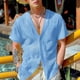 thumbnail image 2 of INCERUN Tops 2024 estilo coreano moda para hombres sexy cuello en V ahuecado camisas ropa de calle masculina blusa cárdigan de manga corta S-5XL, 2 of 5