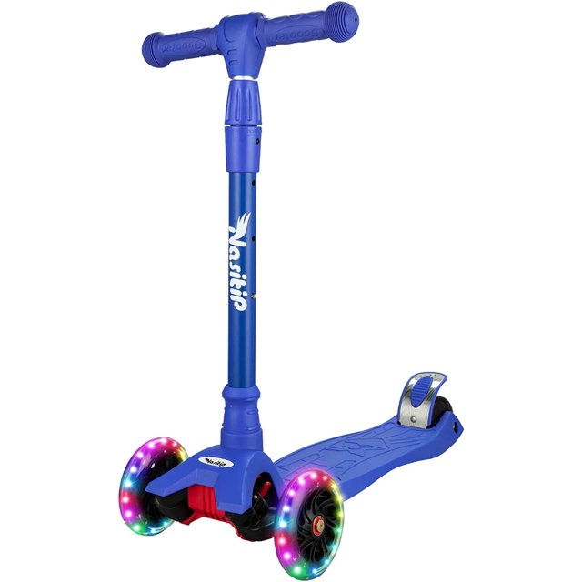 EastVita Enfants Scooters pour Âge 3-15, Kick Scooter 4 Hauteur Réglable, Roulement AEBC-9, 3 Roues Lumineuses, Inclinaison pour Diriger, Activités Extérieures