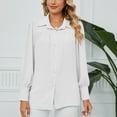 thumbnail image 4 of YYDGH Womens Button Down Shirts Long Sleeve Casual Chiffon Blouses Loose Pleated Collared Work Office Tops White S, 4 of 7