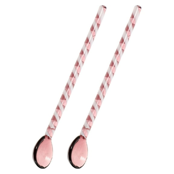 FRCOLOR 2 Pcs Liquid Lip Gloss Stained Glass Coffee Spoon 12.50X1.80X1.00CM Pink