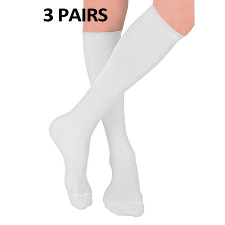 3 Pair Compression Socks Unisex, Energy Socks for Athletics, Running, Flight Travel, Maternity, Nurses, Increase Stamina, Recovery & Circulation FREE Eyeglass Pouch by iSupportPosture