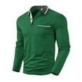thumbnail image 7 of WTOBBY Men's Casual Long Sleeve Shirt Turn-Down Collar, Button Pocket, Colorblock British Style, Daily Comfort T-Shirt for Smart Casual and Urban Wear,Green S, 7 of 7