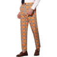 thumbnail image 4 of Pantalones de vestir planos de hombre Inspire Chic, elásticos y de cuadros, talla 38, color naranja, 4 of 7
