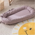 thumbnail image 4 of CooCooBaby - Tumbona infantil, funda de rodar de bebé para bebés y niños, esencial para recién nacidos para bebés de 0 a 12 meses, 100% algodón transpirable, cama de viaje portátil (rubor lavanda,, 4 of 5