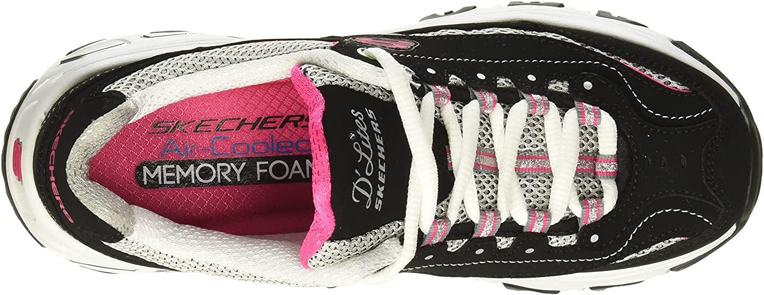 Skechers Women's DLites Interlude Black/Pink Sneaker, M US