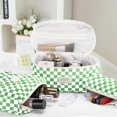 thumbnail image 5 of Quilted Makeup Bag Set - 3 count Cute Floral  Makeup Bag, Large  Aesthetic Make up  Bag, Flower Travel Toiletry Organizer Bags for Women Girls (Checkered Green), 5 of 6