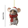 thumbnail image 3 of Christmas Mouse Flat Ornament - Festive Holiday Tree & Car Decoration, Durable Handcrafted Decor for Home, Unique Gift for Friends & Family, 3 of 4
