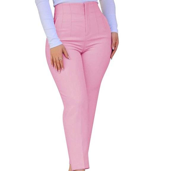 Women's Plus Size Pants Women'S Plus Size High Waisted Stretch Work Casual Pants Business Straight Trouser With Pocket,Red Women's Plus Size Pants M