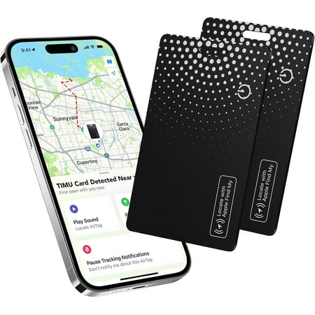 2-Pack Air Tracker Tag Wallet Tracker [ MFi Certified] (iOS Only) Bluetooth Tracker Smart Finder for Find My, iPhone Card Wallet Finder, Wireless Charging, for Bags, Keys, Passport