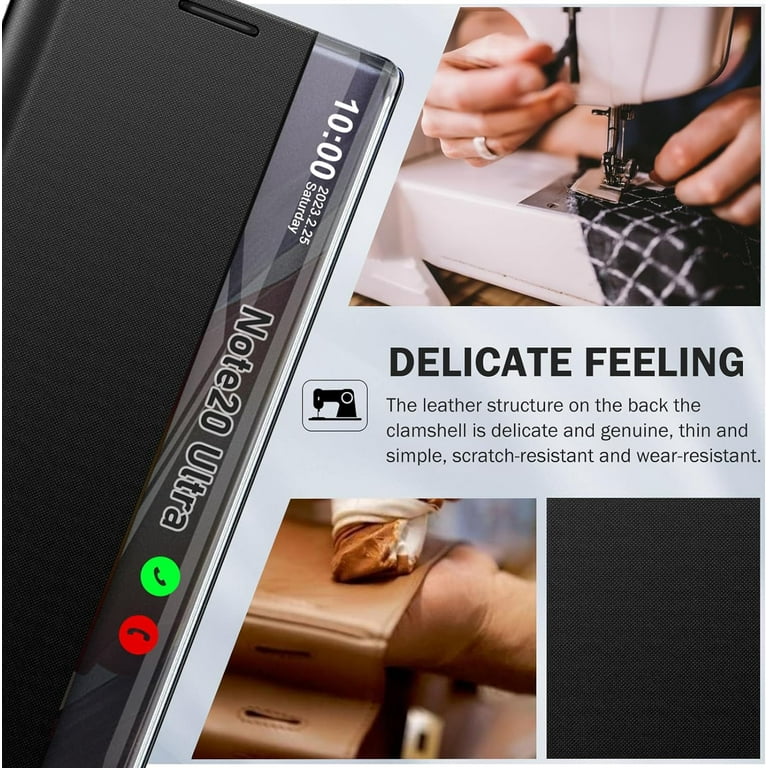 for Samsung Note 20 Ultra 5G Case View Clear Smart Window Kickstand Note 20  Ultra 5g Case Slim Mirror Hard PC Leather Luxury Flip Case for Samsung 